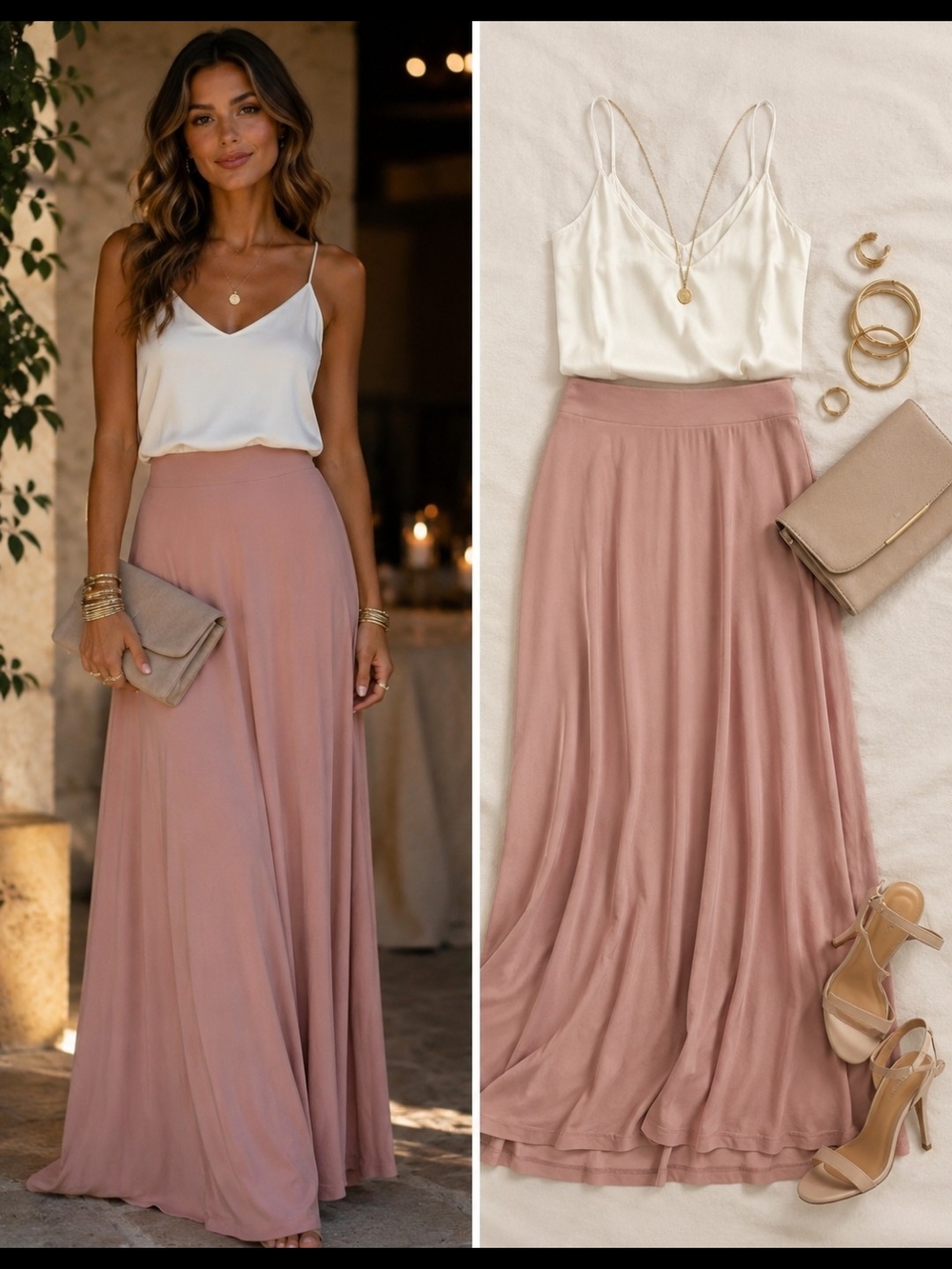 LuLaRoe Dusty Rose Pale Pink Maxi Skirt | Flowy Feminine | Quiet Luxury